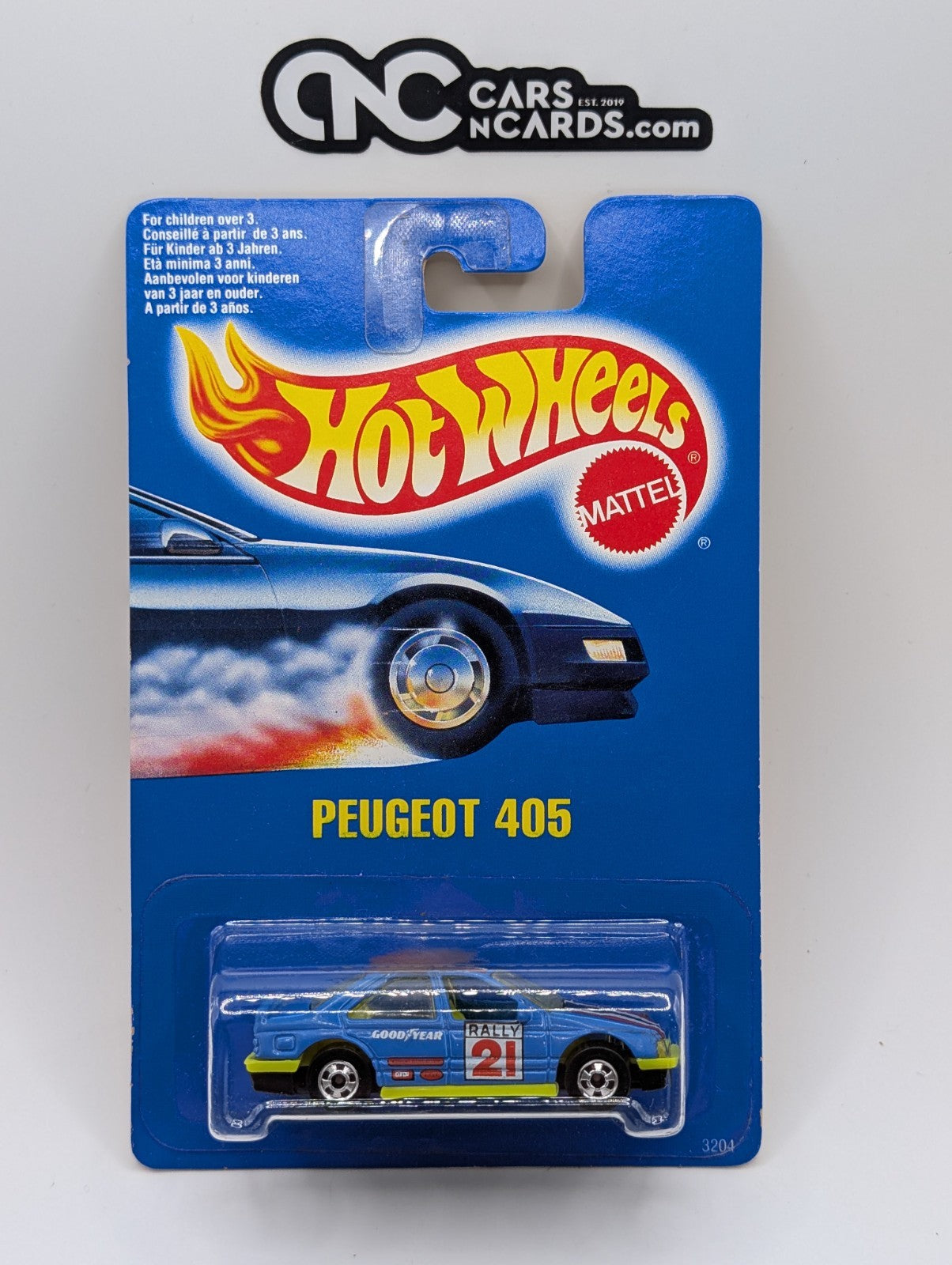 1991 Hot Wheels Peugeot 405 Blue 3204 Canada Exclusive (Soft Corners)