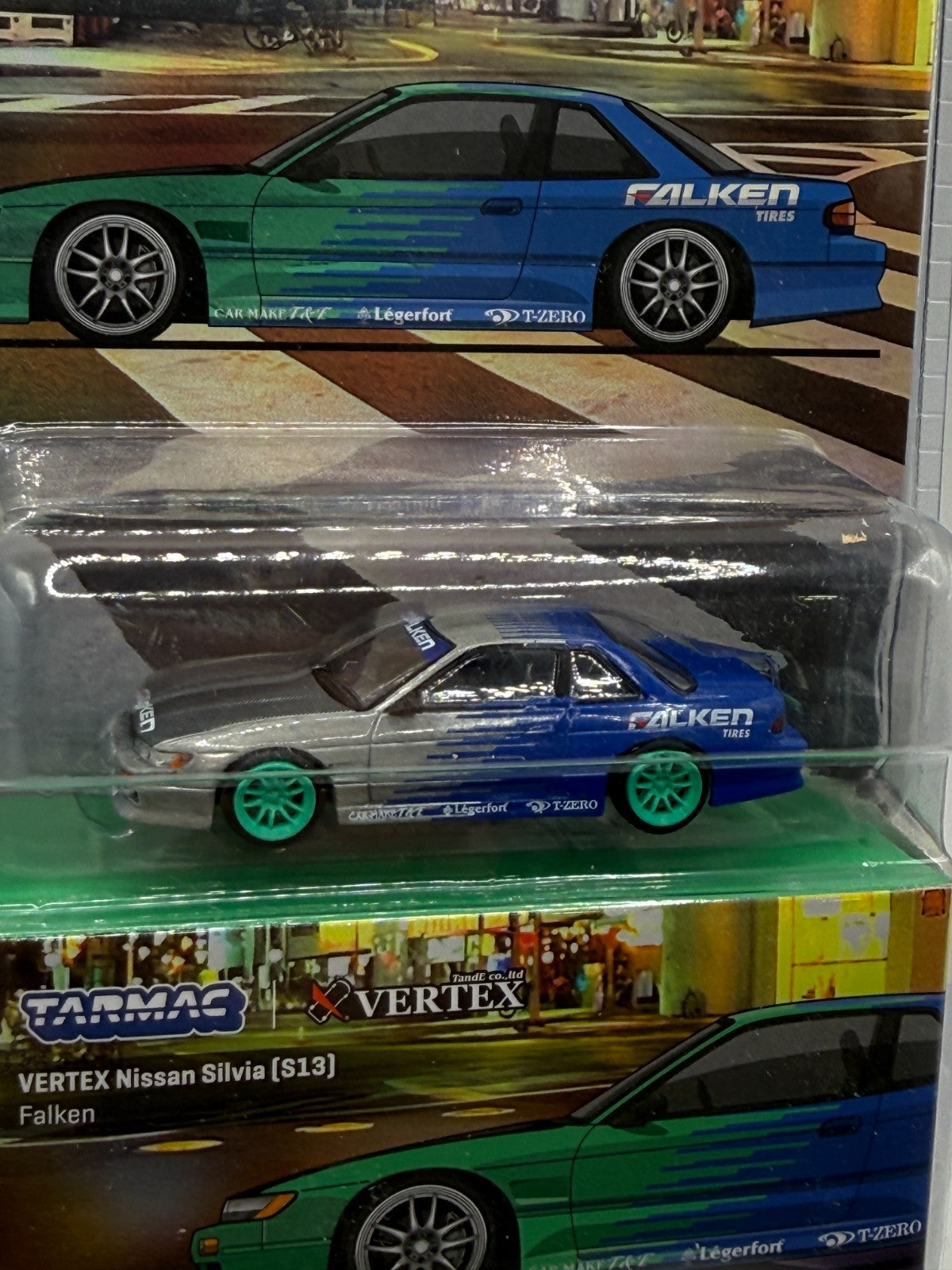 Tarmac Works 1:64 VERTEX Nissan Silvia (S13) Falken Blue MiJo Exclusives CHASE