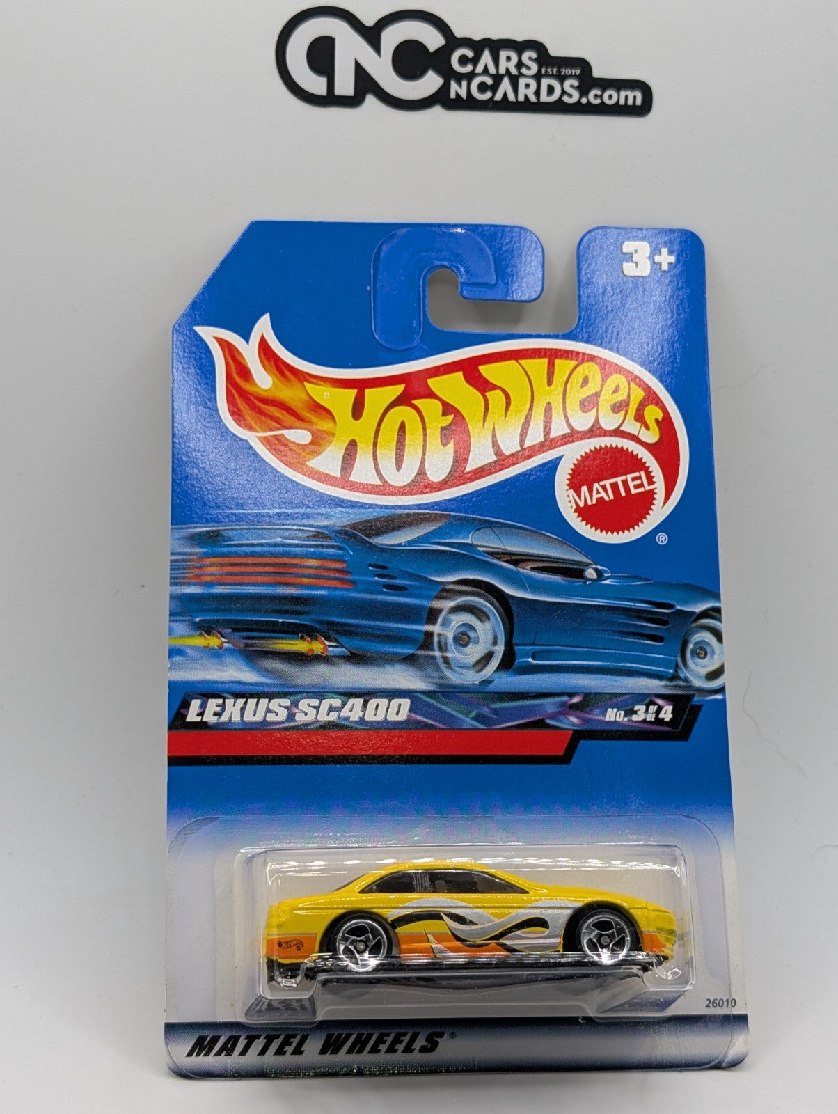 2000 Hot Wheels Seein' 3-D Series 3/4 Lexus SC400 Yellow 26010 (Soft Corners)