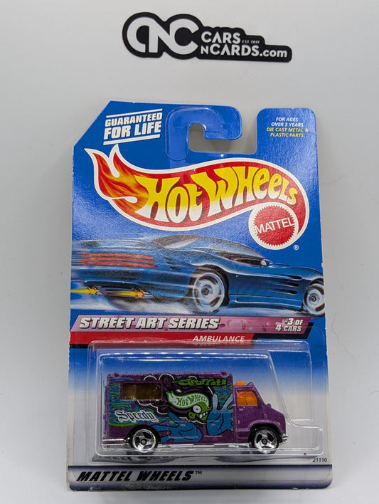 1999 Hot Wheels Street Arts 3/4 Ambulance 21110 (Card Damage)
