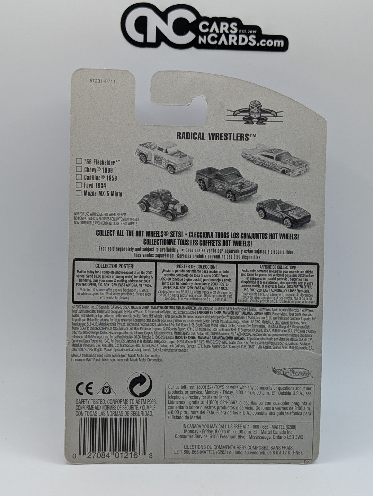 2003 Hot Wheels Radical Wrestlers 5/5 Mazda MX-5 Miata (Card Damage)