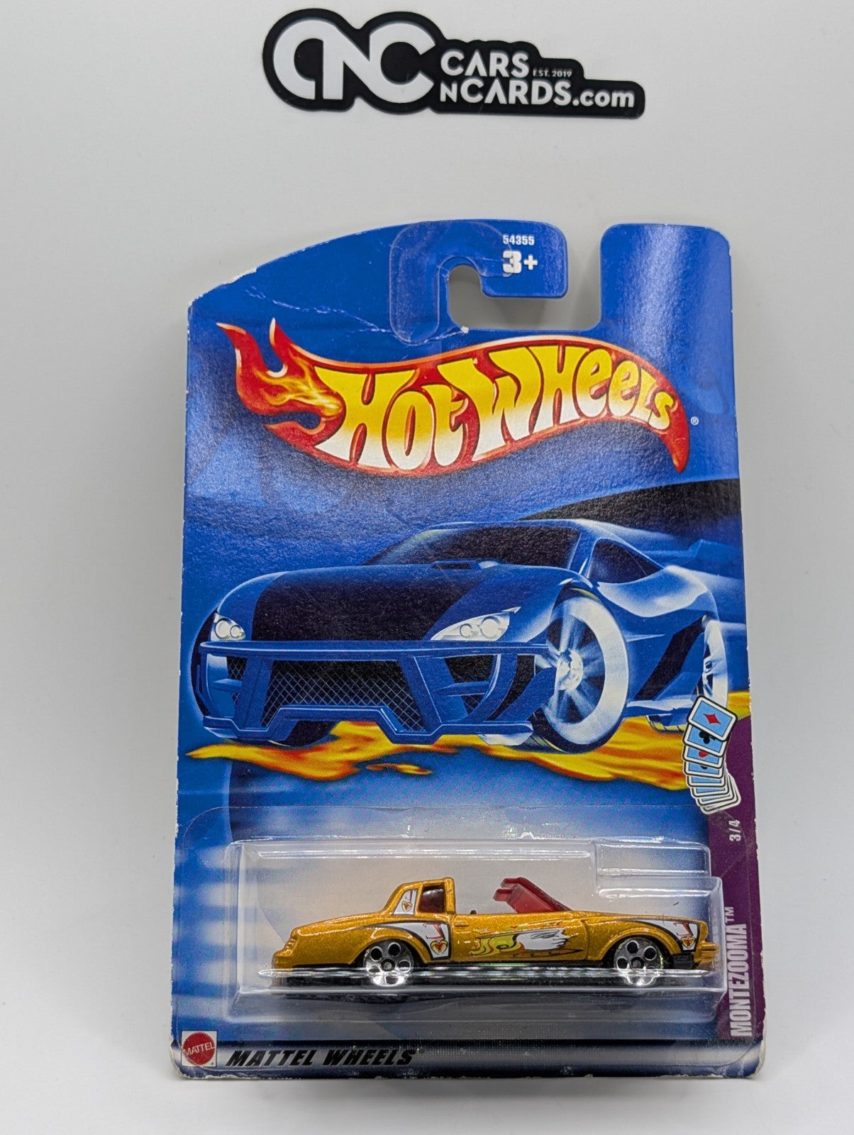 2002 Hot Wheels Trump Cars 3/4 Montezooma Gold (Card Damage)