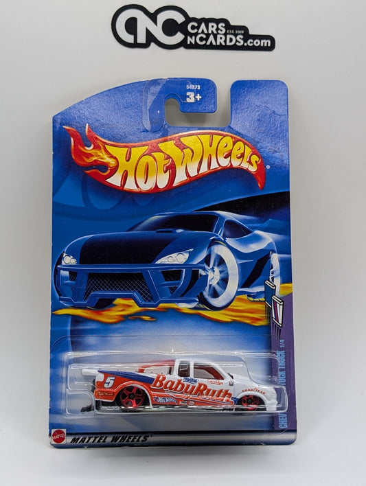 2002 Hot Wheels Sweet Rides 1/4 Chevy Pro Stock Truck Baby Ruth (Card Crease)