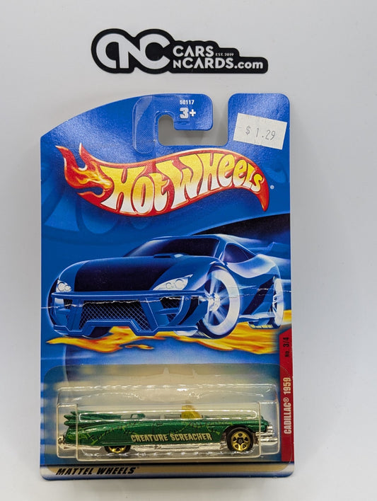 2001 Hot Wheels Cadillac 1959 #79 Green (Card Damage)