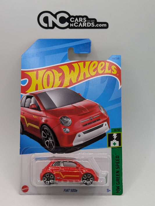 2023 Hot Wheels HW Green Speed 8/10 Fiat 500e Red 144/250 (Soft Corners)