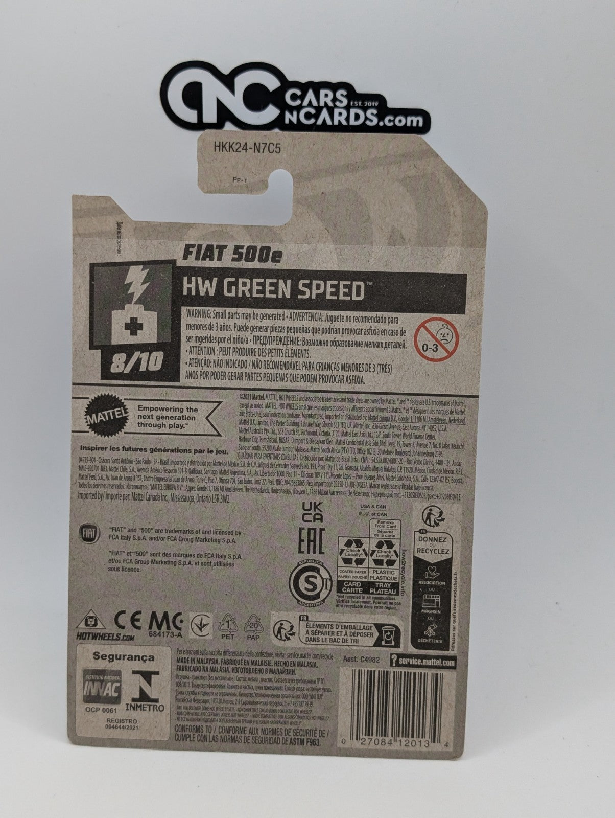 2023 Hot Wheels HW Green Speed 8/10 Fiat 500e Red 144/250 (Soft Corners)