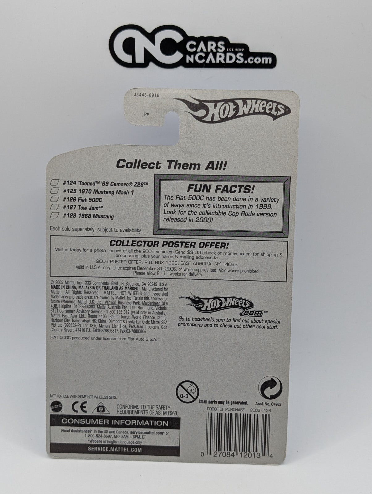 2006 Hot Wheels Fiat 500C Blue #126(Soft Corners)