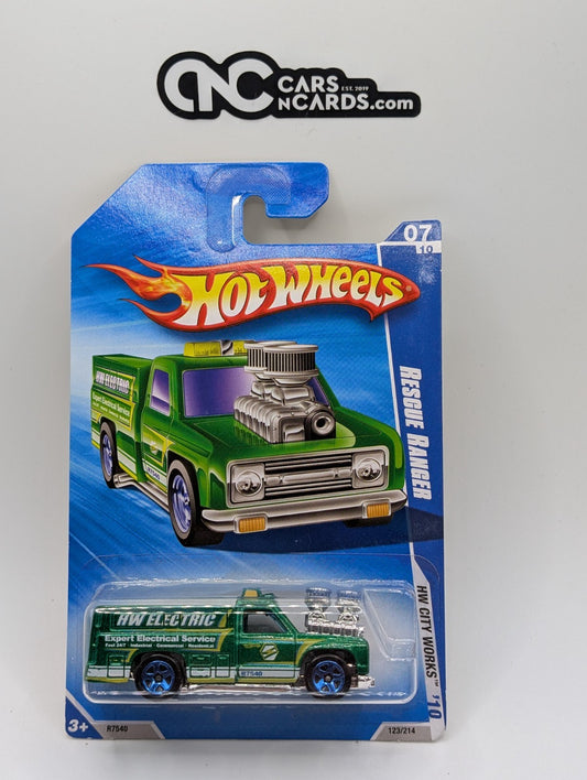 2010 Hot Wheels HW City Works 7/10 Rescue Ranger Green 123/214 (Soft Corners)
