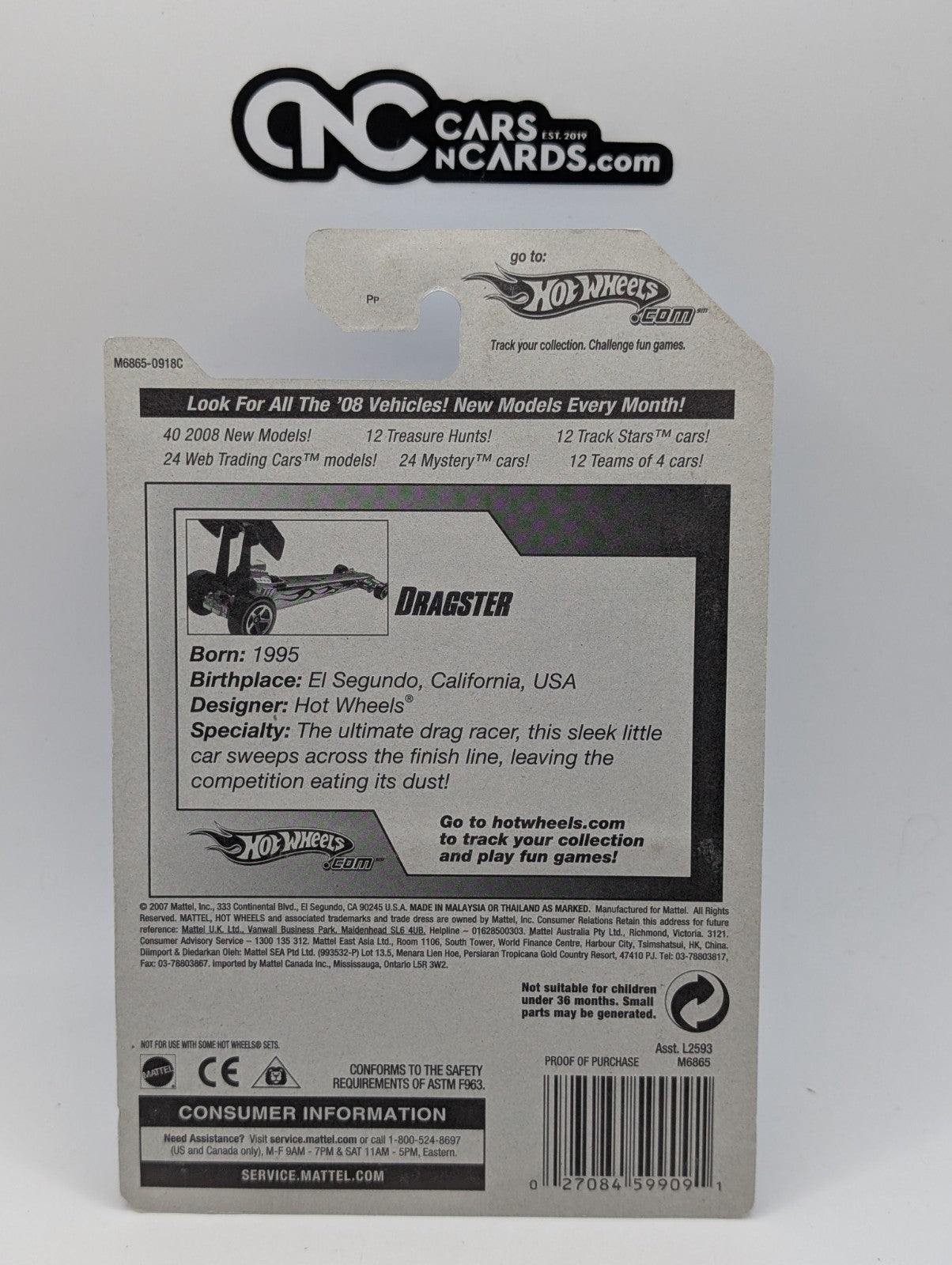 2008 Hot Wheels Team Drag Racing 3/4 Dragster 159/196 (Soft Corners)