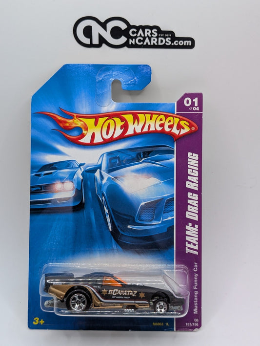 2008 Hot Wheels Team Drag Racing 1/4 Mustang Funny Car Black (Card Damage)