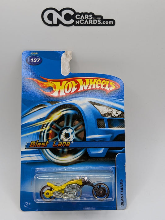 2006 Hot Wheels Blast Lane Yellow #137 (Card Damage)