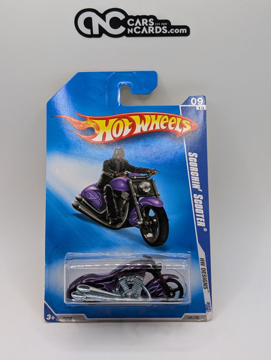 2009 Hot Wheels HW Designs 9/10 Scorchin' Scooter Purple (Soft Corners)