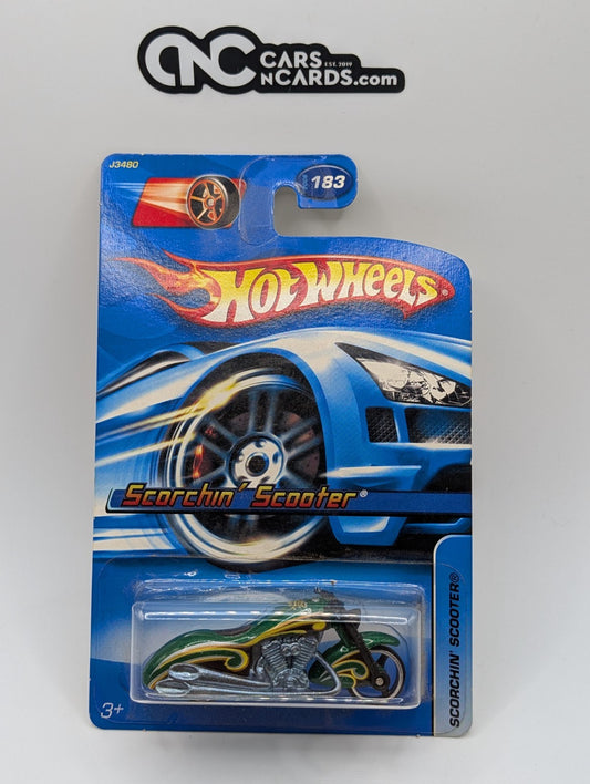 2006 Hot Wheels Open Stock Scorchin' Scooter Green #183 (Card Damage)