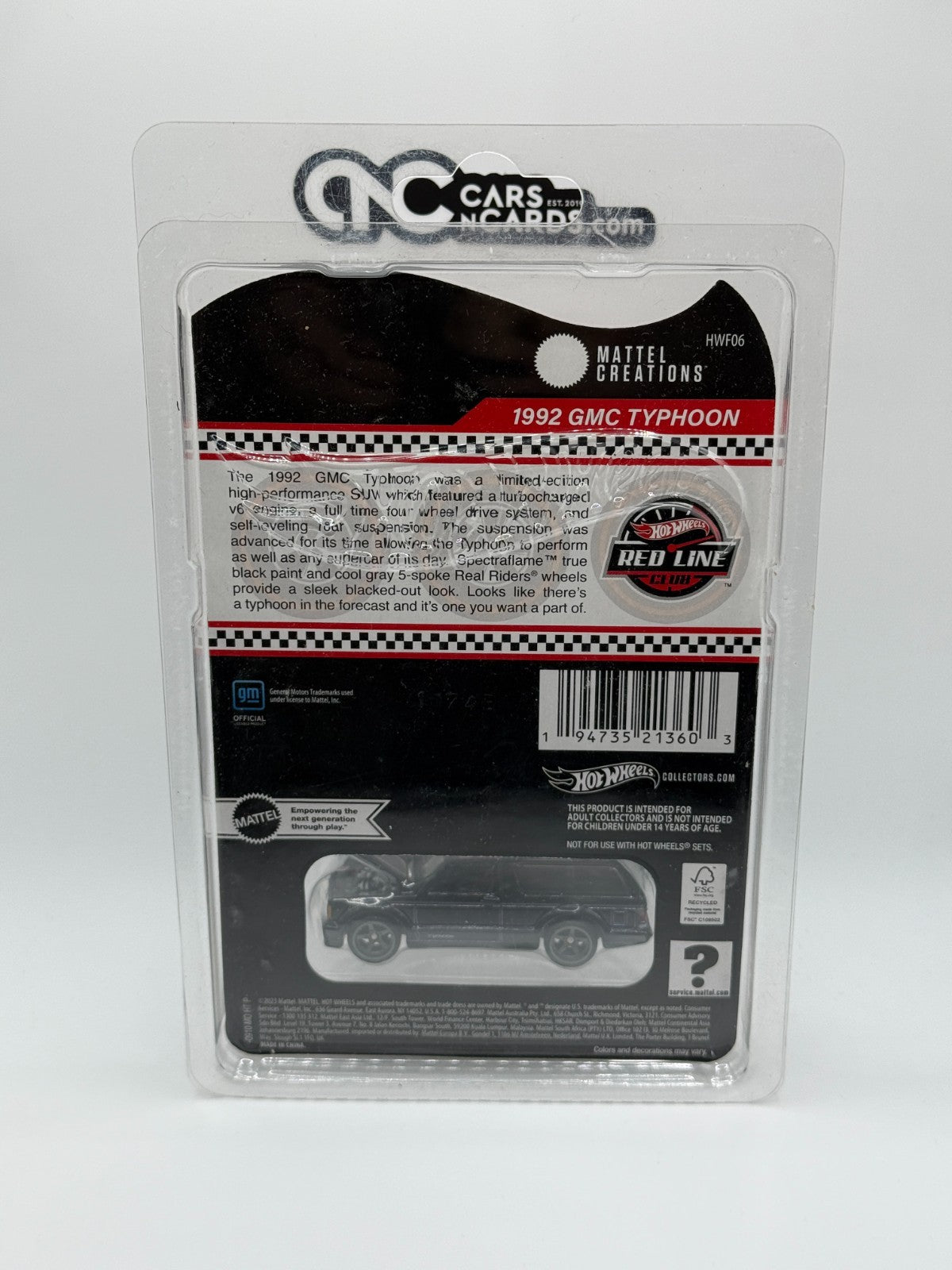 2024 Hot Wheels RLC 1992 GMC Typhoon Black With Protector