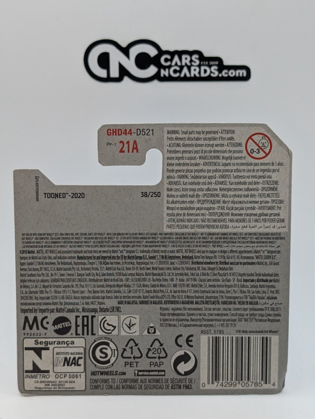 Hot Wheels Tooned 5/10 Cool One White Short Card (Card Damage)
