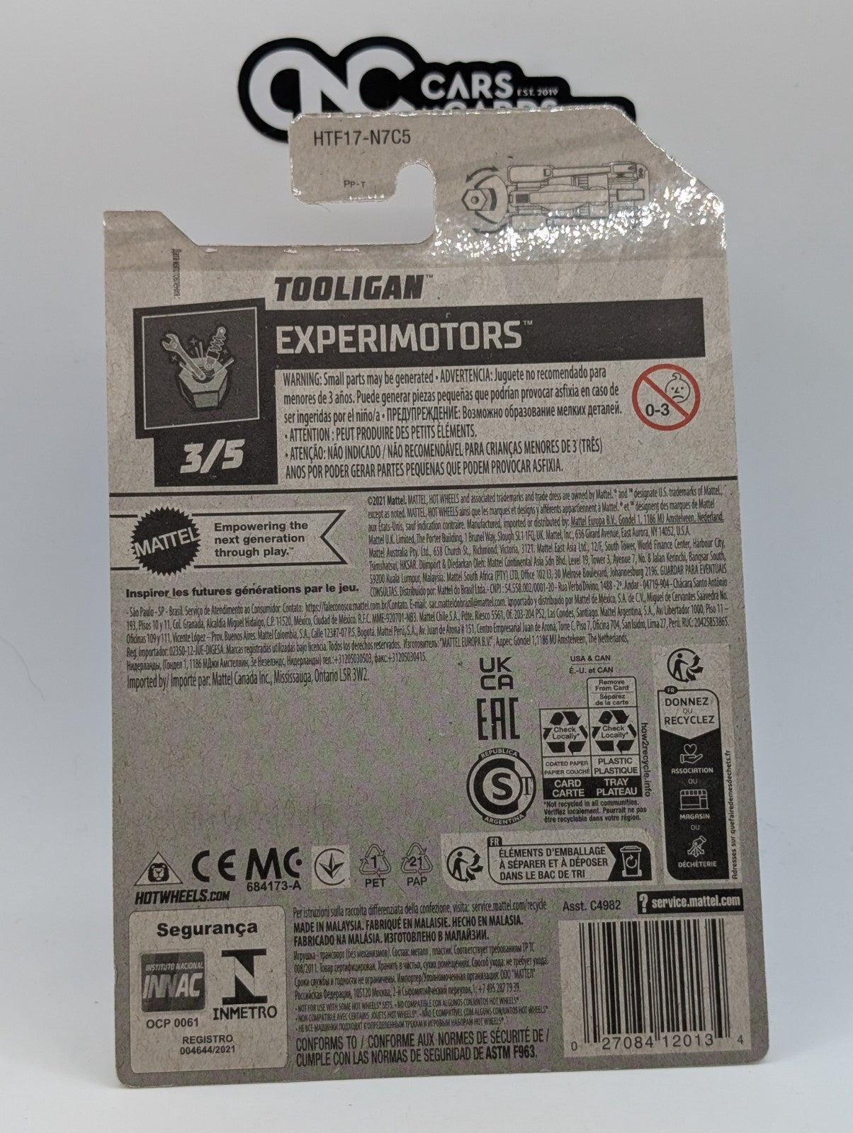 Hot Wheels Experimotors 3/5 Tooligan Treasure Hunt 72/250 (Soft Corners)