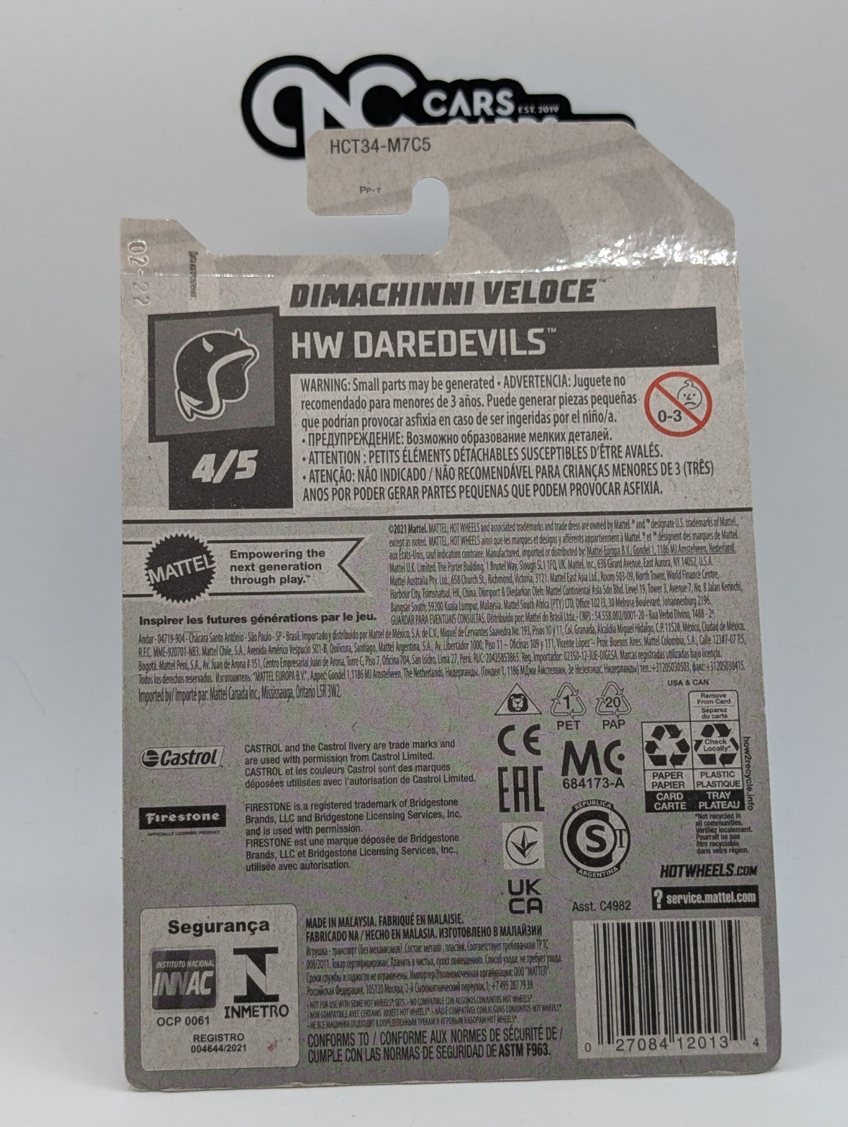 Hot Wheels HW Daredevils 4/5 Dimachinni Veloce Blue 163/250 (Card Damage)