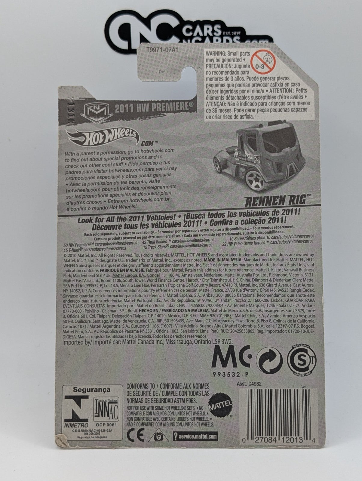 2011 Hot Wheels HW Premiere Rennen Rig (Card Damage)