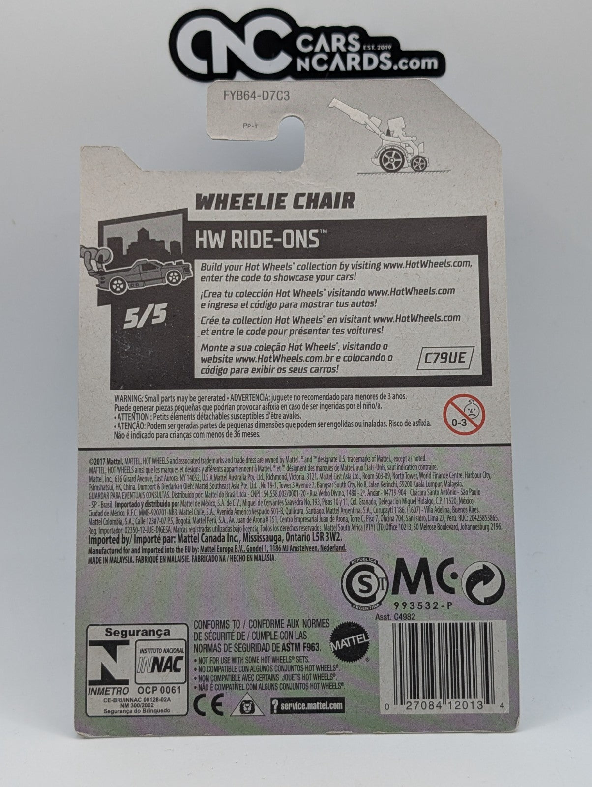 Hot Wheels HW Ride Ons 5/5 Wheelie Chair Green 65/250 (Soft Corners)