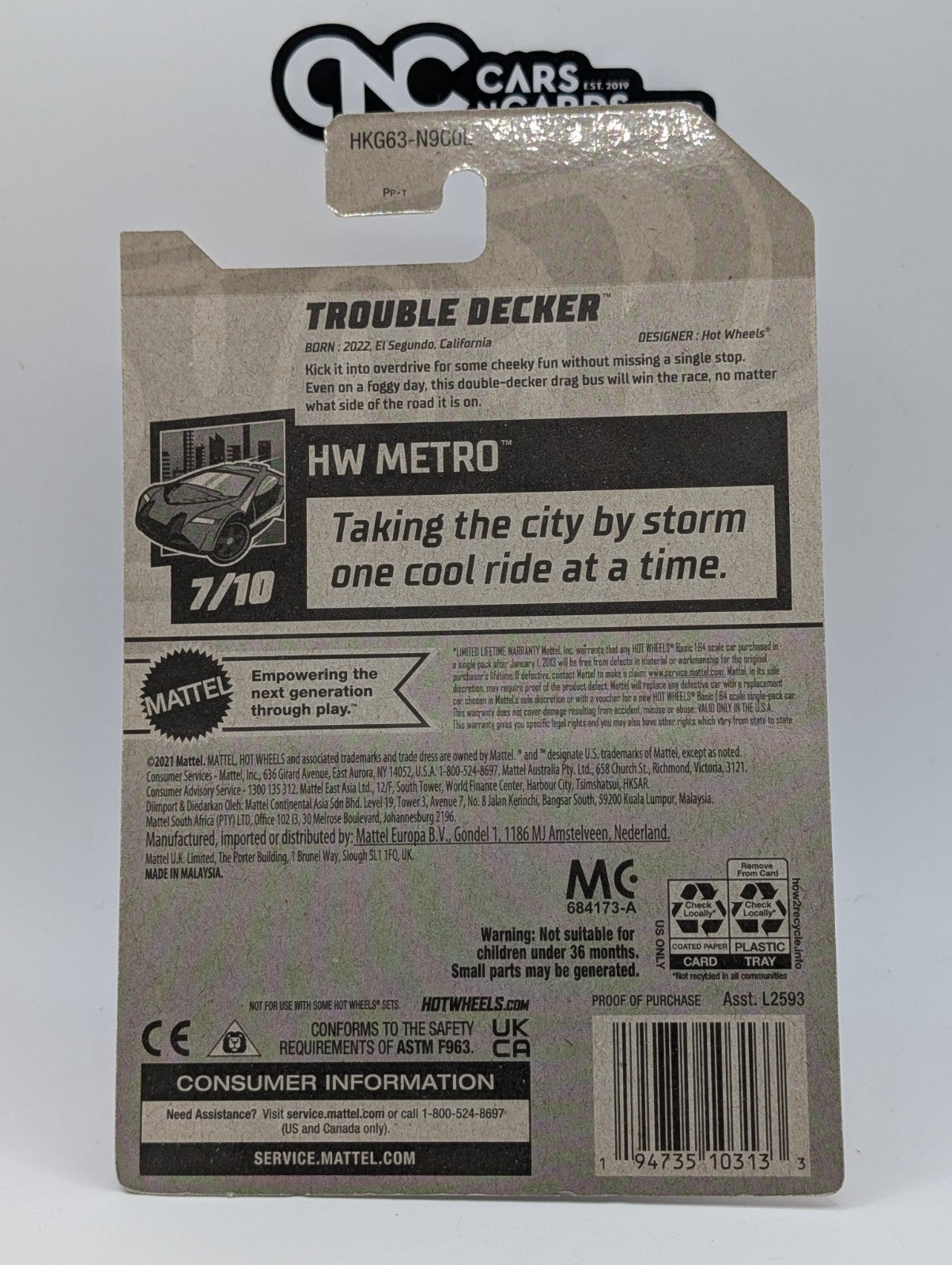 Hot Wheels HW Metro 7/10 Trouble Decker Red 202/250 (Soft Corners)