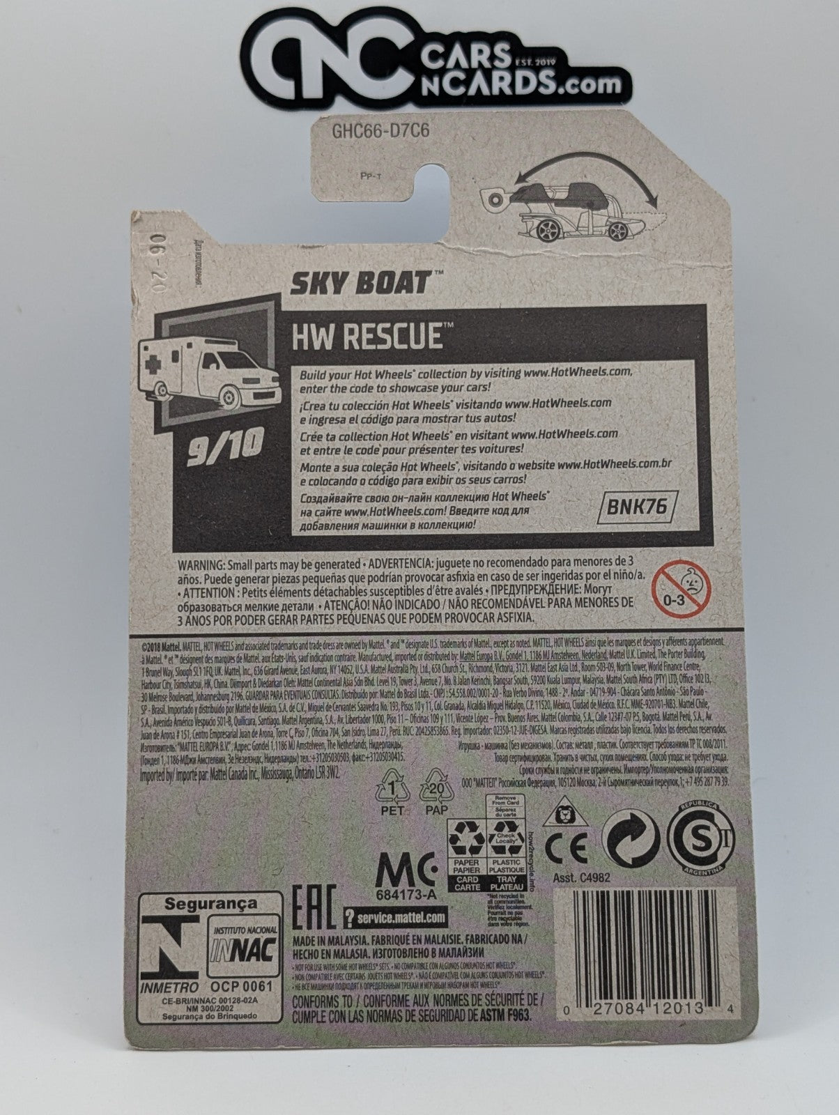 Hot Wheels HW Rescue 9/10 Sky Boat 230/250 (Card Damage)