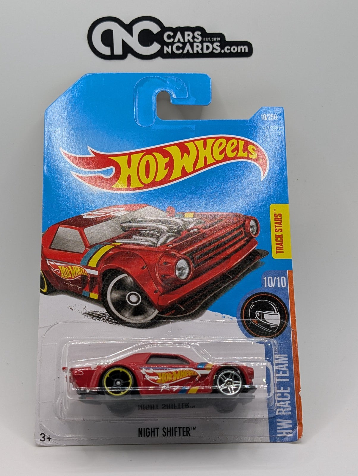 Hot Wheels HW Race Team 10/10 Night Shifter Red 10/250 (Card Damage)