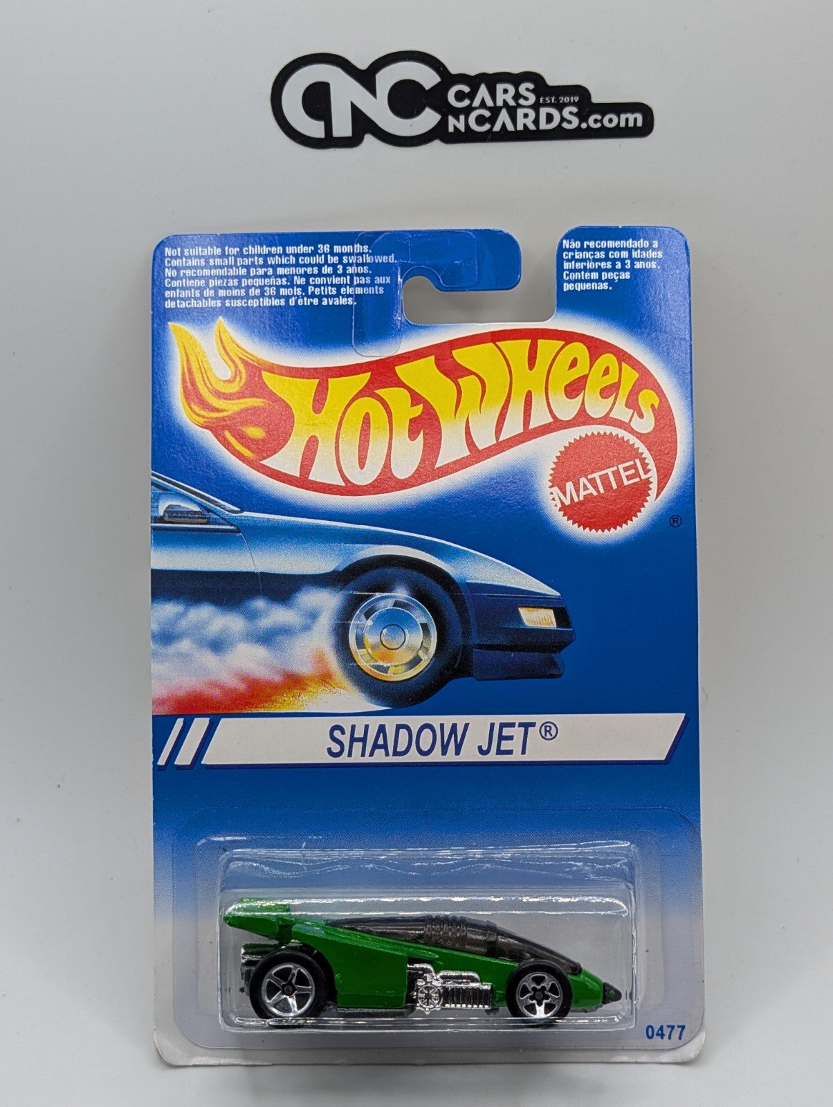 1995 Hot Wheels Shadow Jet Green 0477 (Card Damage)