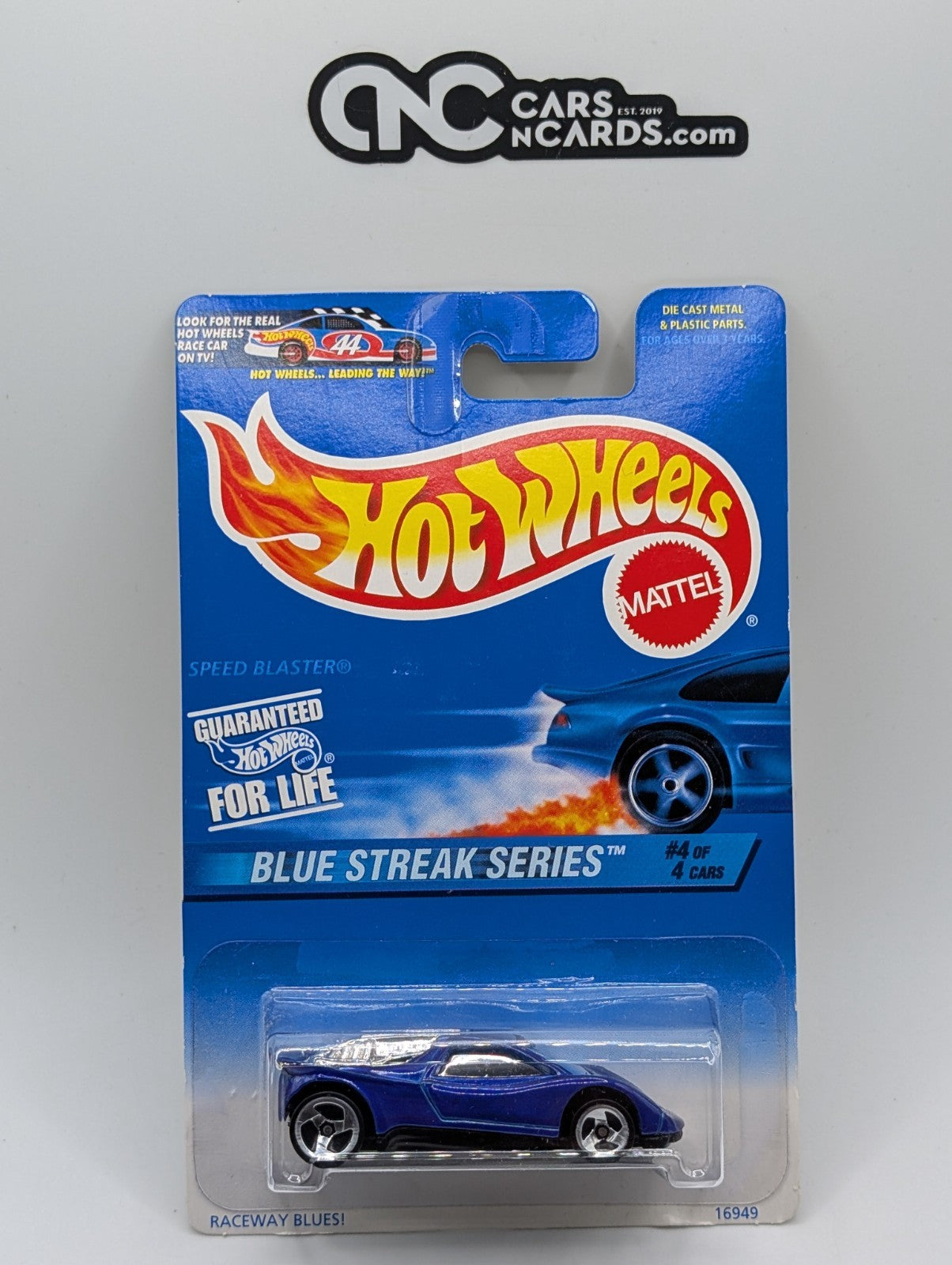 1994 Hot Wheels Blue Streak Series 4/4 Speed Blaster Blue 16949 (Card Damage)