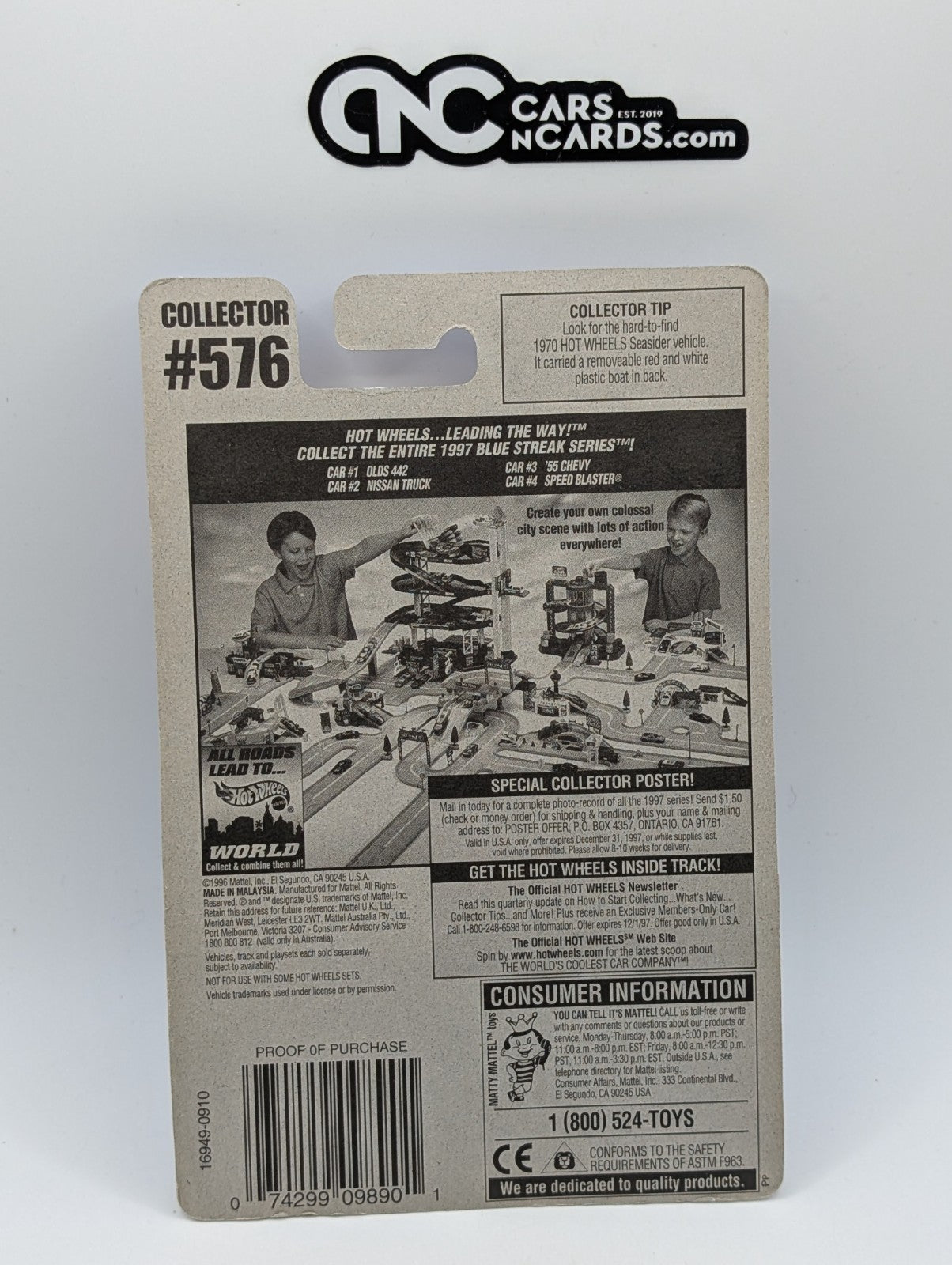 1994 Hot Wheels Blue Streak Series 4/4 Speed Blaster Blue 16949 (Card Damage)