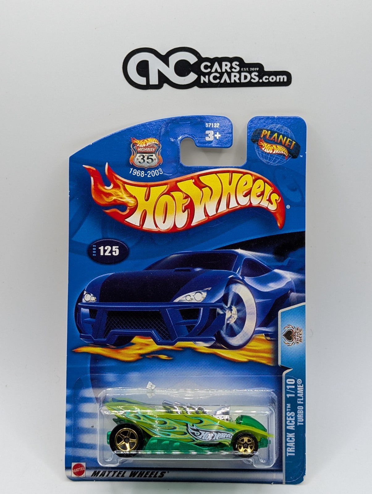 2003 Hot Wheels Track Aces 1/10 Turbo Flame Green (Soft Corners)