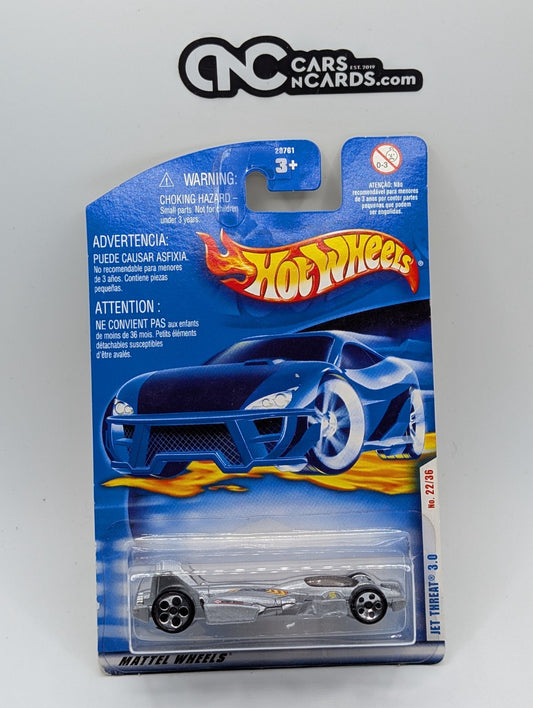 2001 Hot Wheels First Editions 22/36 Jet Threat 3.0 Silver (Soft Corners)