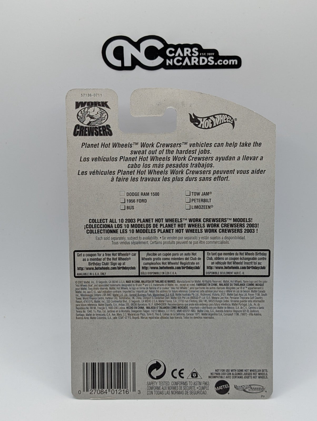 1998 Hot Wheels Work Crewsers 4/10 Tow Jam White #153 (Soft Corners)