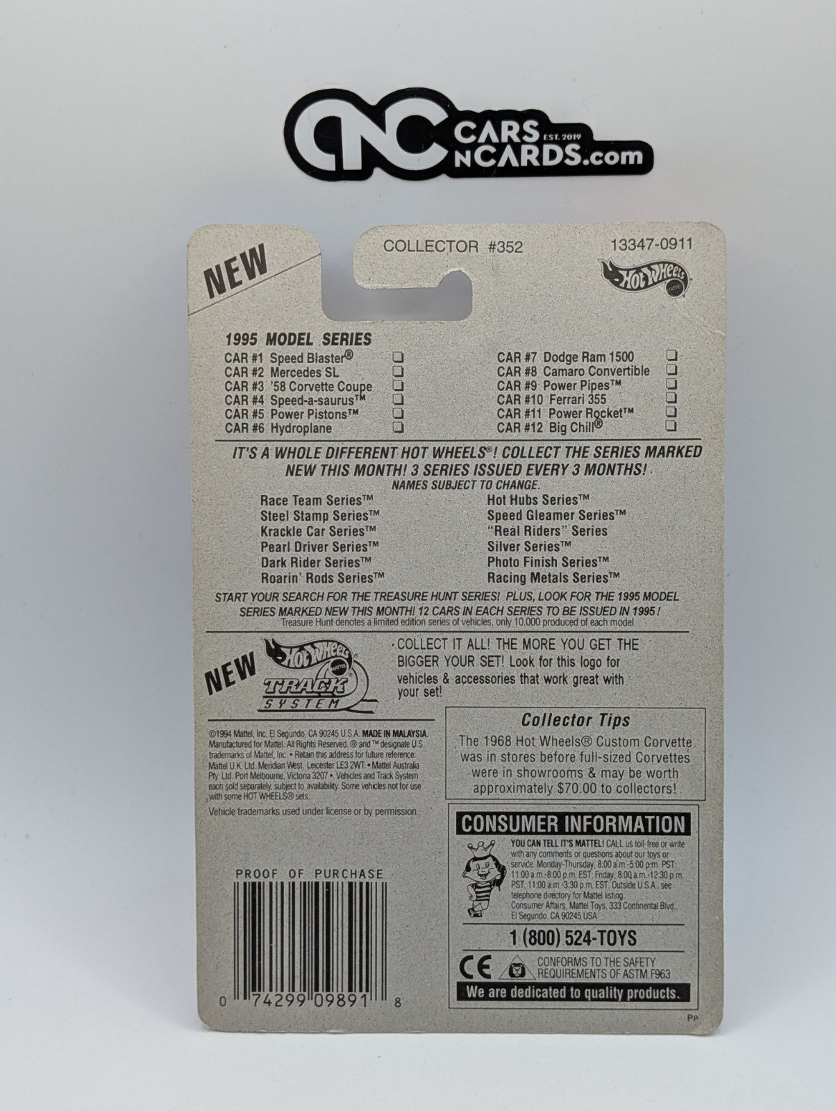 1995 Hot Wheels Big Chill White 13347 (Card Damage)