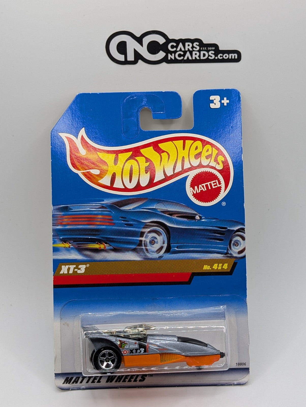1998 Hot Wheels Flyin' Aces 4/4 XT-3 Silver 18806 (Card Damage)