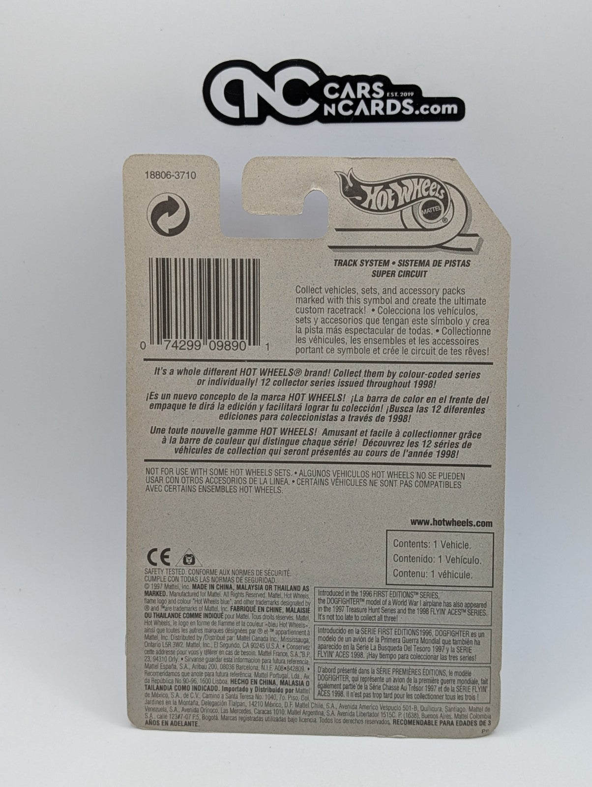 1998 Hot Wheels Flyin' Aces 4/4 XT-3 Silver 18806 (Card Damage)