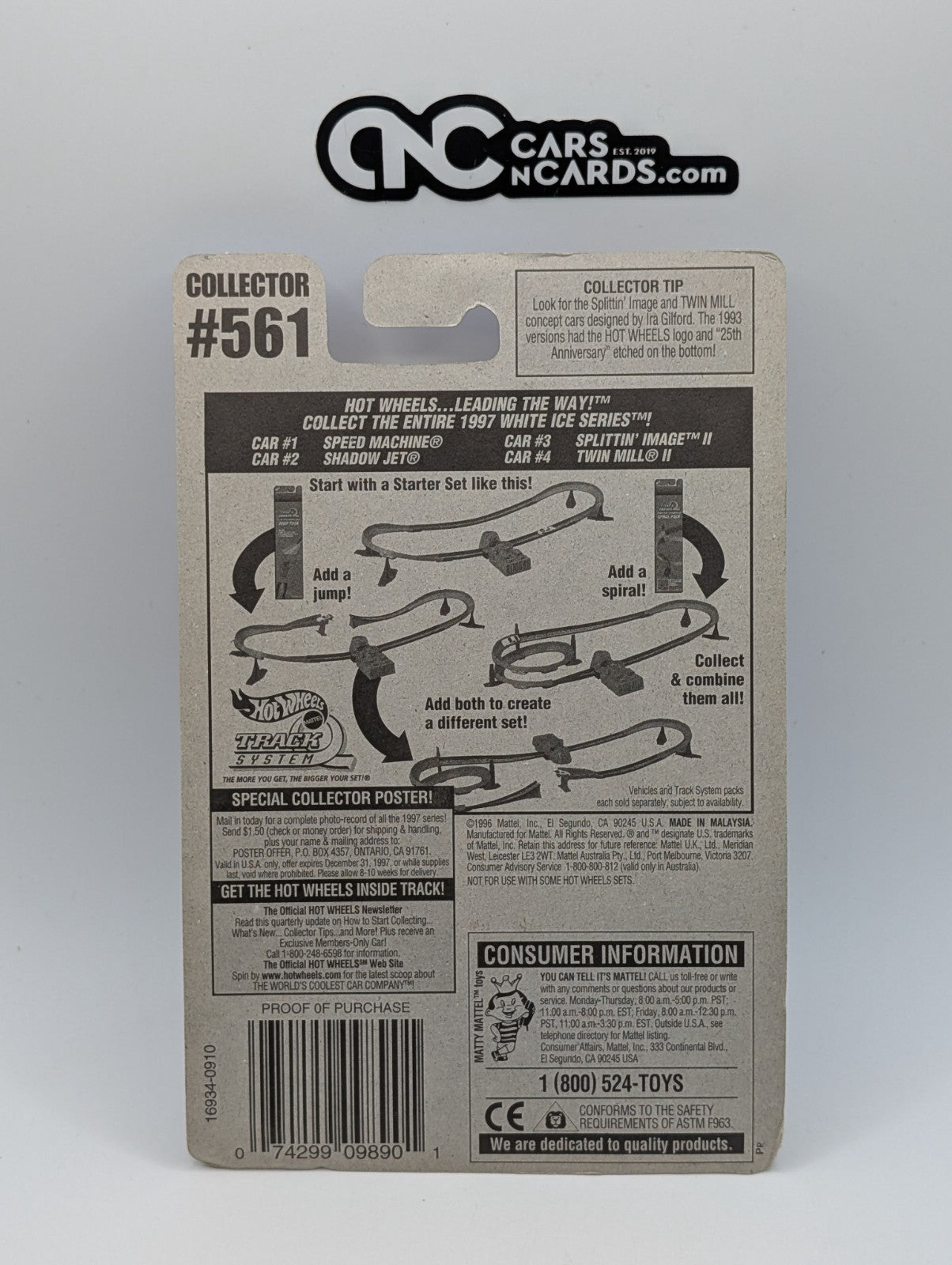 1997 Hot Wheels White Ice Series 1/4 Speed Machine 16934 (Card Damage)
