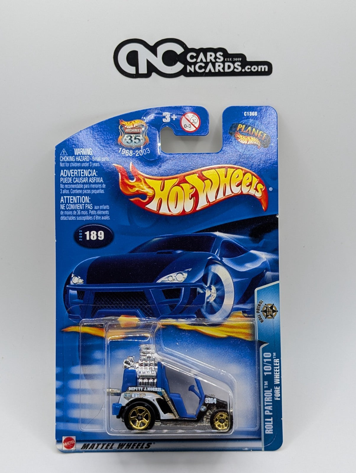 2003 Hot Wheels Roll Patrol 10/10 Fore Wheeler Blue #189 (Soft Corners)