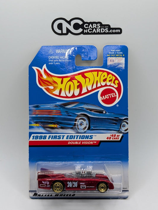 1998 Hot Wheels First Editions 40/40 Double Vision Red (Card Damage)