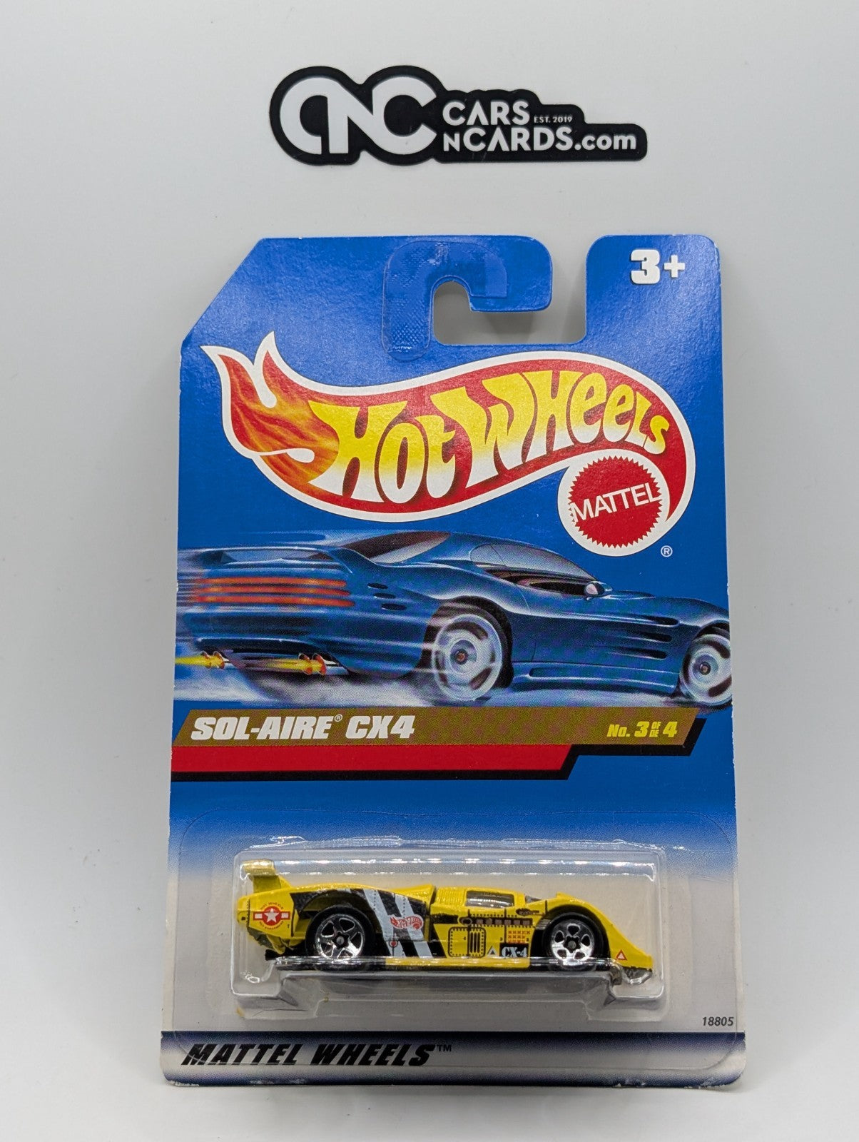 1998 Hot Wheels Flyin' Aces 3/4 Sol-Aire CX4 Yellow 18805 (Card Damage)