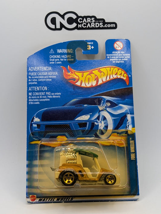 2002 Hot Wheels Fore Wheeler Gold #127 (Yellow Blister)