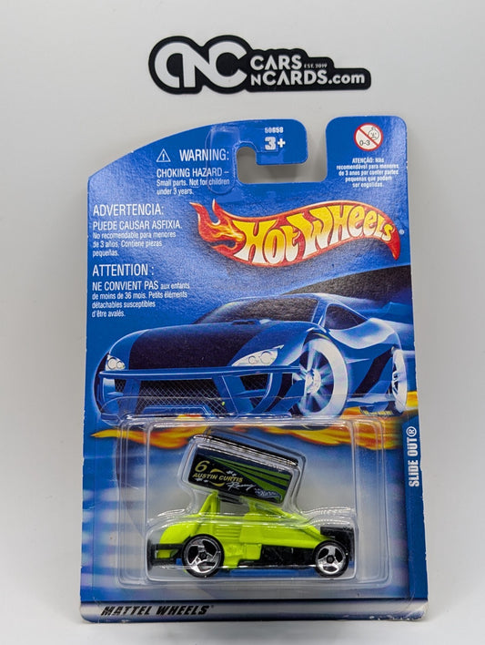 2001 Hot Wheels Slide Out Yellow #129 (Card Damage)