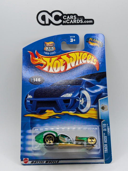 2003 Hot Wheels Track Aces 3/10 I Candy Green #146 (Soft Corners)