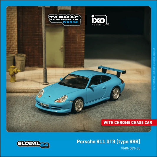 TARMAC WORKS GLOBAL64 1:64 Porsche 911 GT3 (type 996) Light Blue T64G-069-BL