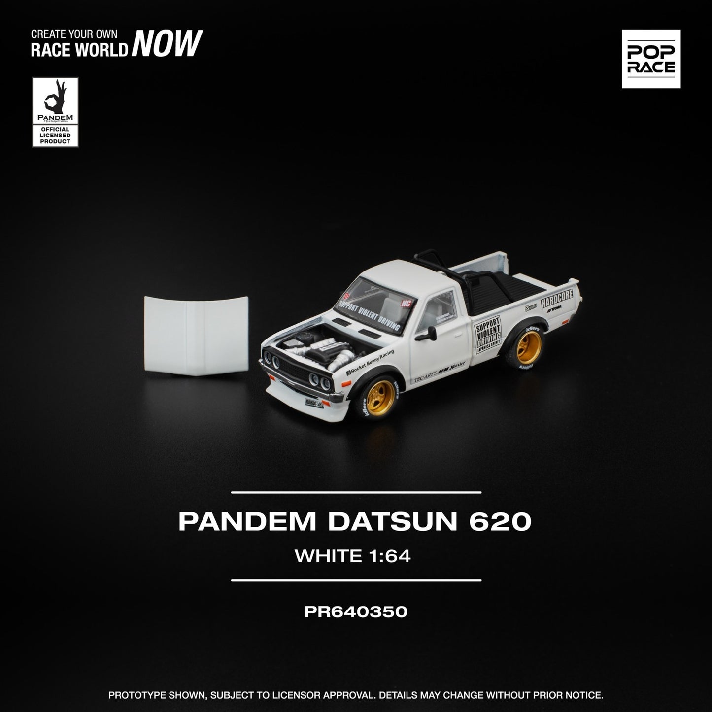 POPRACE 1:64 PANDEM DATSUN 620 WHITE PR640350