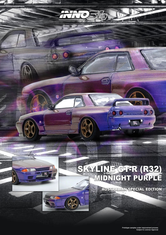 INNO64 1:64 SKYLINE GT-R (R32) Midnight Purple Australia Special IN64-R32-MP-AS