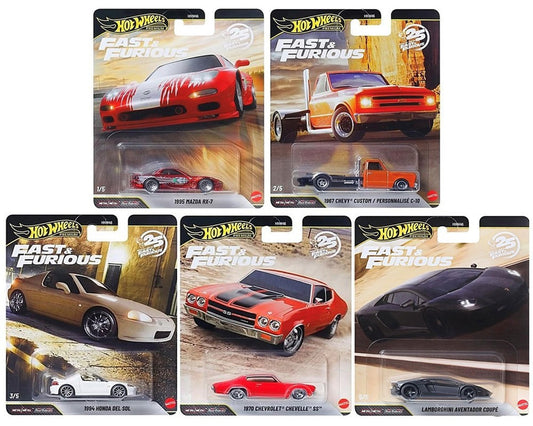 2026 Hot Wheels 1:64 Fast & Furious 25th Anniversary Premium P Mix Sealed Case