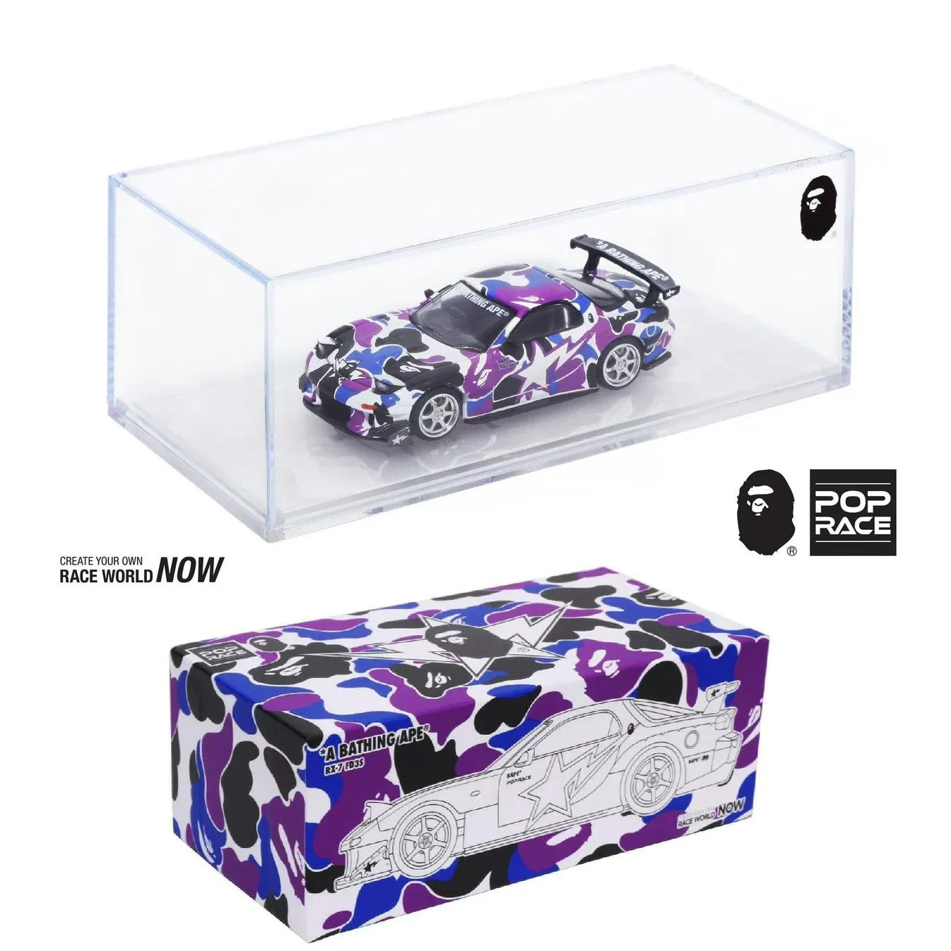 POPRACE 1:64 Mazda Rx-7 FD3S Re-Amemiya BAPE STORE Hong Kong 20th Anniversary