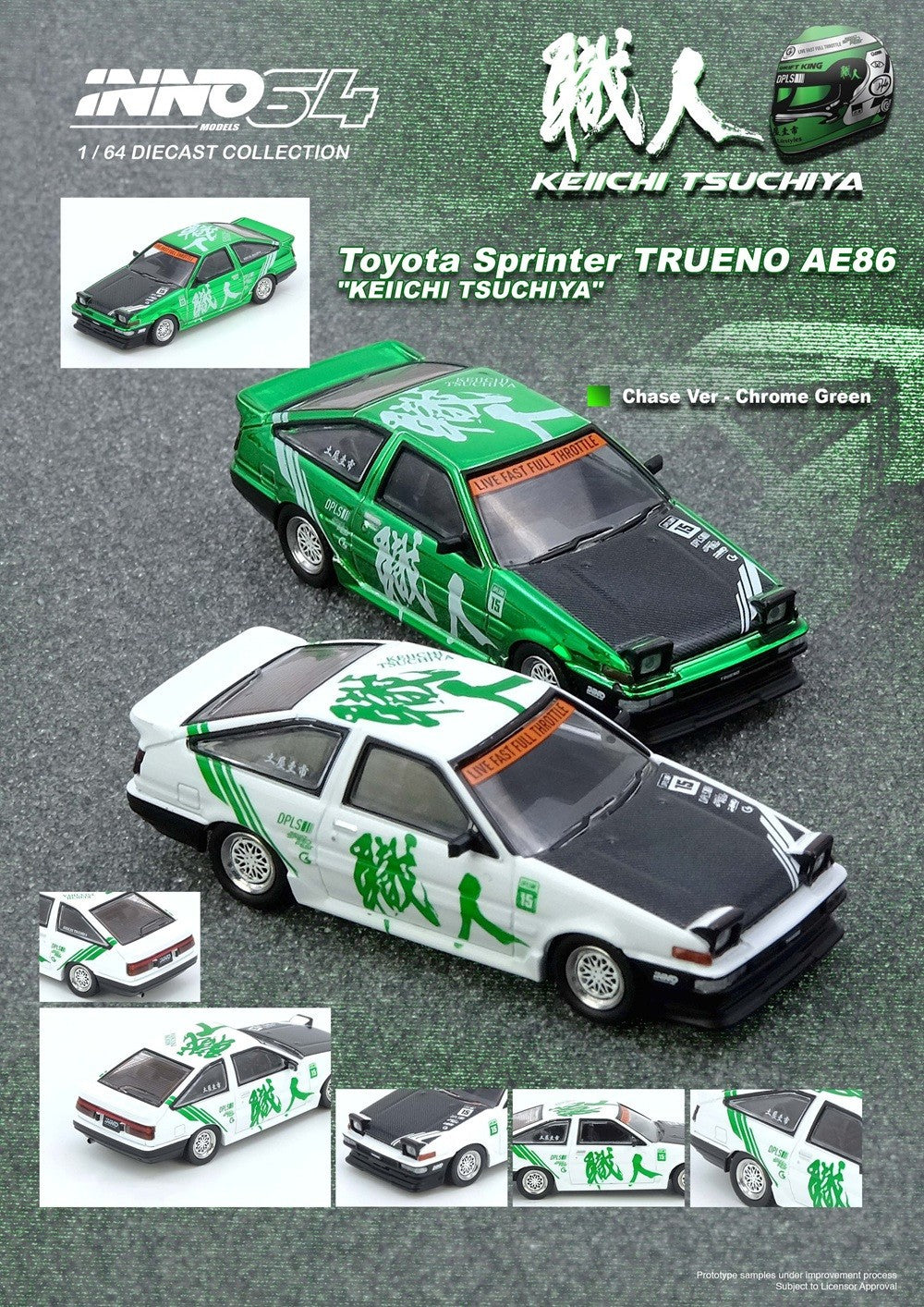 INNO64 1:64 TOYOTA SPRINTER TRUENO AE86 KEIICHI TSUCHIYA Limited Edition Sealed