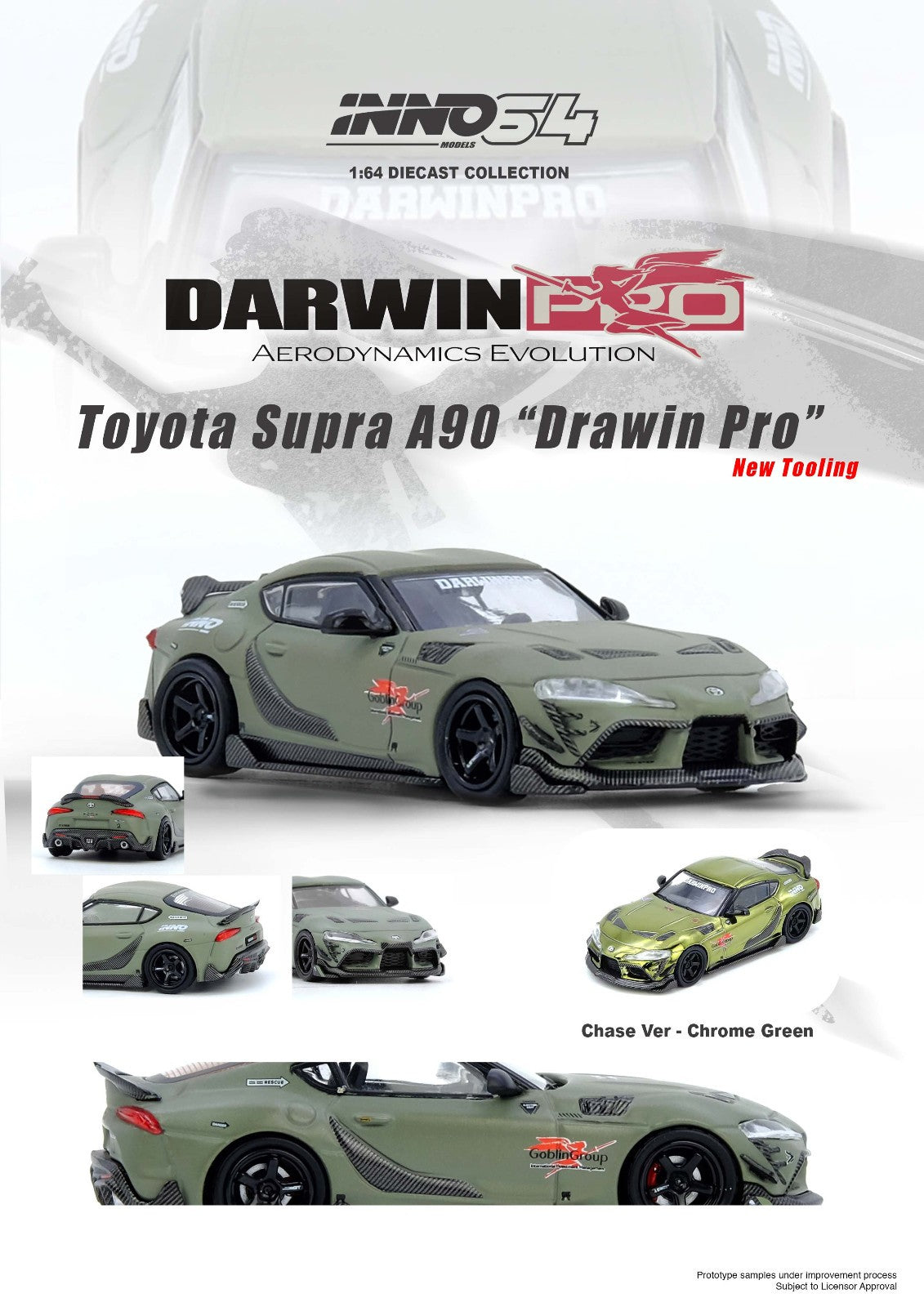 INNO64 1:64 TOYOTA SUPRA A90 DARWIN PRO Matt Green IN64-A90DP-MATGR Sealed