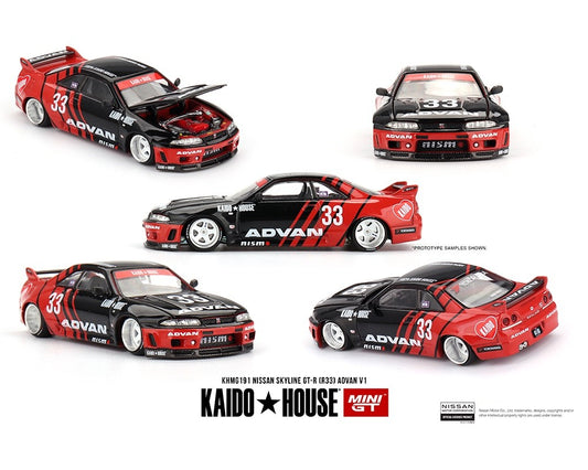 Kaido House x Mini GT 1:64 Nissan Skyline GT-R (R33) Kaido Works ADVAN Sealed